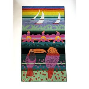 Vintage Gramercy zoo animals beach towel rainbow colored